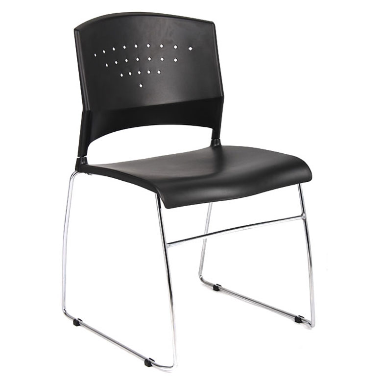 Silla Boss Black Stack con armazón cromado