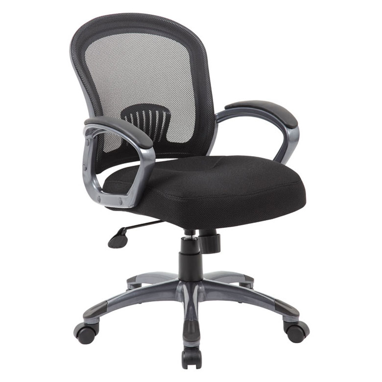 [B6256-BK]Silla de trabajo de malla ergonómica Boss con respaldo medio