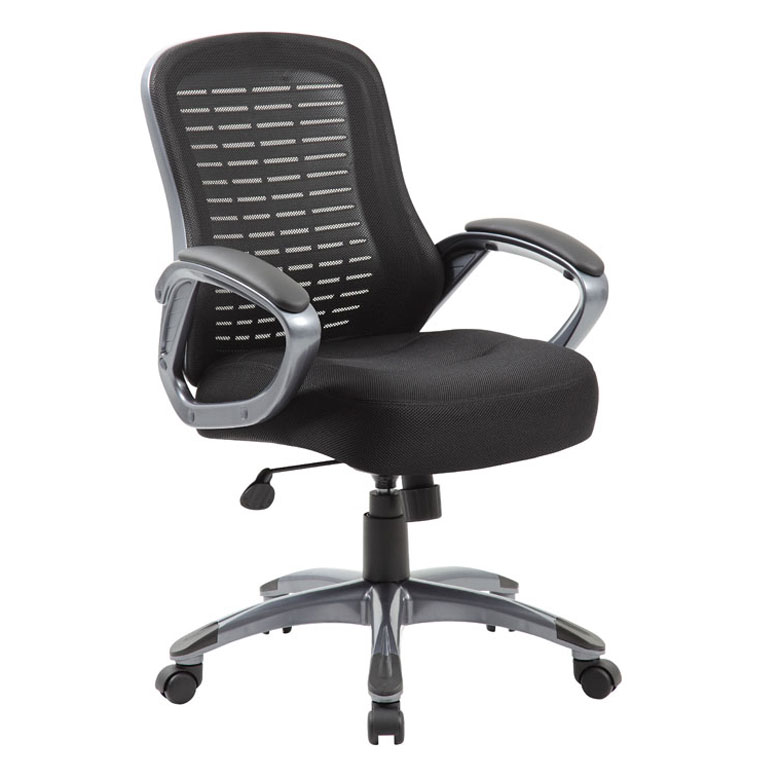 [B6756-BK]Silla de malla con respaldo alto acanalado Boss