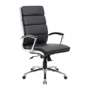 Silla Boss Executive CaressoftPlus con acabado de metal cromado