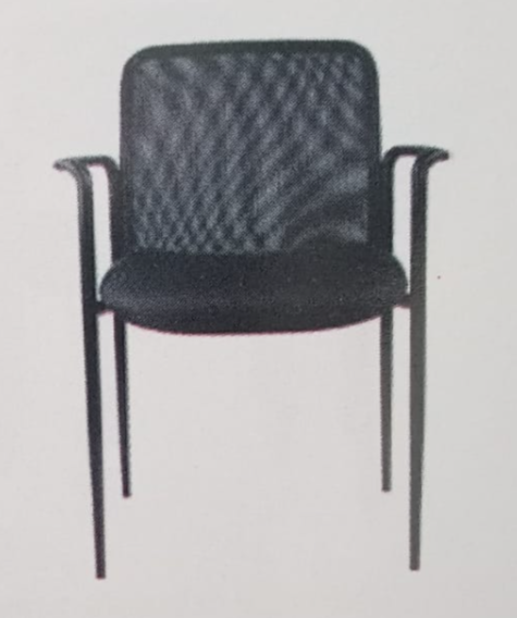 [B6909-BK]Silla con respaldo medio de malla, descansa brazos fijo.