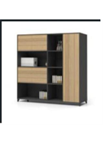 [OZ-1940]Gabinete ejecutivo de 5 puertas cafe roble con medidas: 78.75" Ancho X 15.74" Profundidad X 70" Altura linea AJN™ 2000 W X 1600D X 1800H