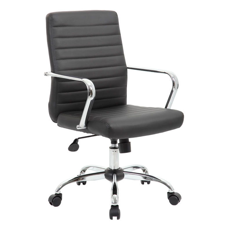 [B436C-CP]Silla operativa Boss Retro con brazos fijos cromados