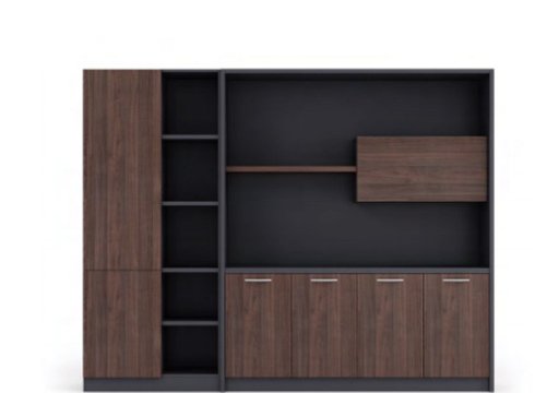 [OZ-2606] Gabinete ejecutivo de 7 puertas en tono american walnut 