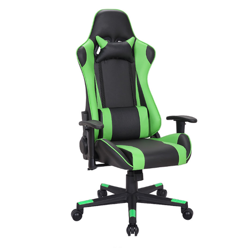 [S-156] [S-156]Gaming chair verde con negro de piel sintetica con sistema de 2 palancas para ajuste de altura y reclinacion 180 grados ,brazos de altura ajustable soporte lumbar mecanismo ajustable AJN Furniture™