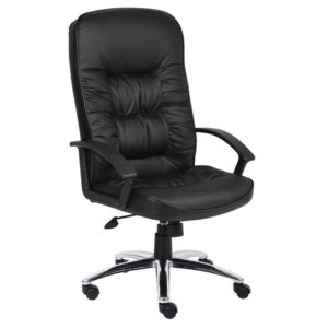 [B7301C] Silla Boss LeatherPlus con respaldo alto y base cromada